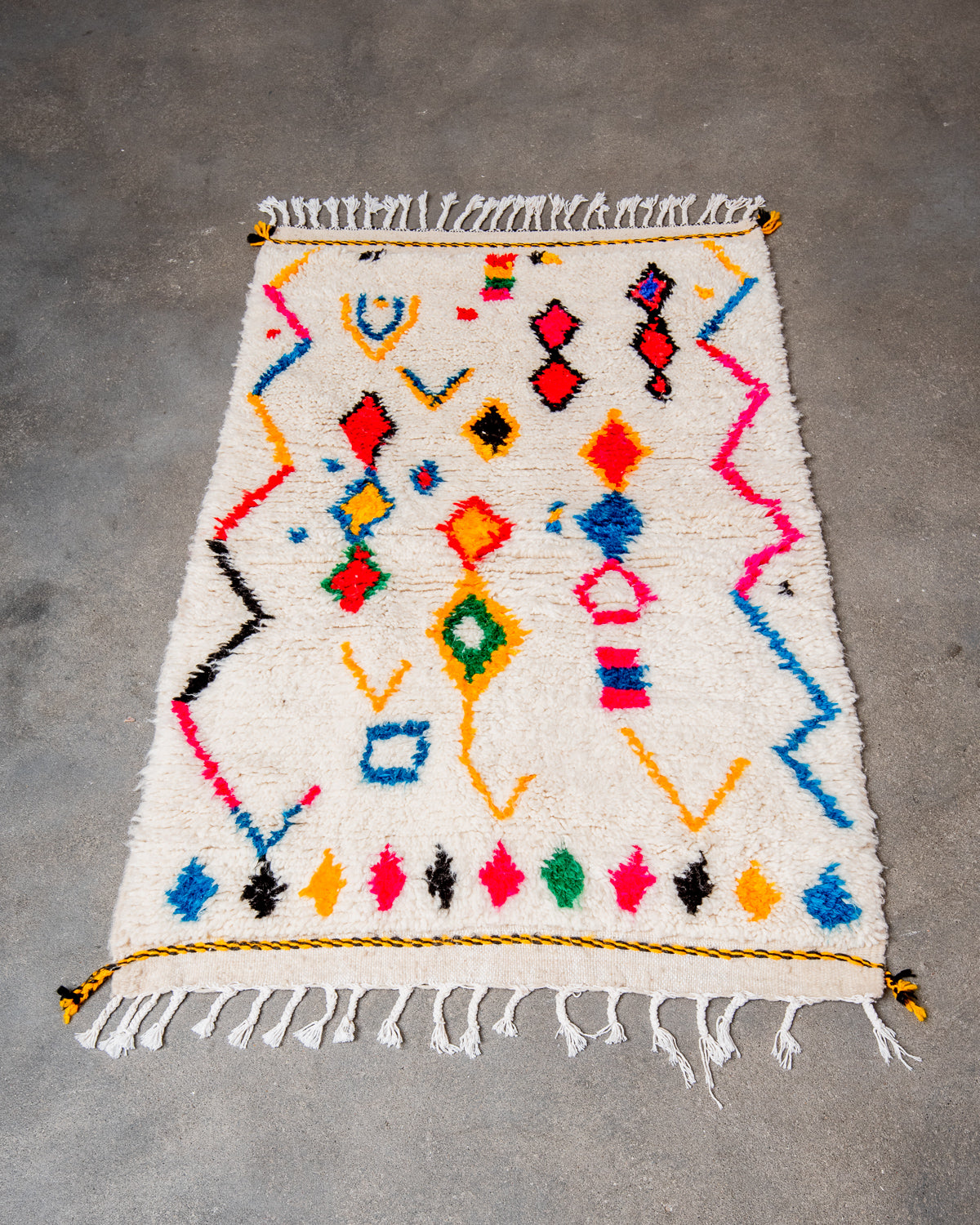 Modern designer handcrafted Berber rug from morocco Azilal with beautiful colors and patterns.